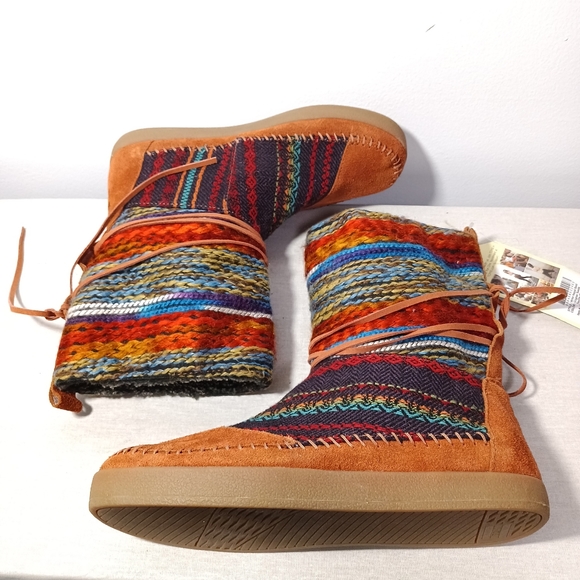 Toms Shoes Toms Nepal Boots In Cognac Suede Mixed Textile Size 75